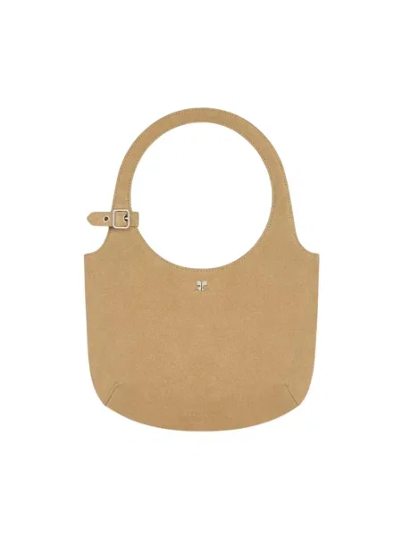 Torebka skórzana Courreges zamszowa beżowa