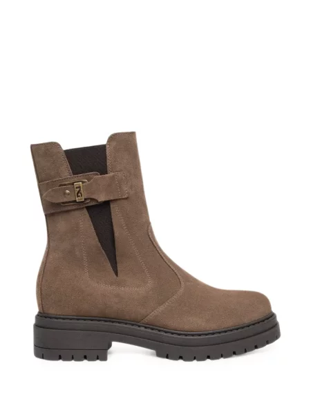 Botine chelsea Nero Giardini cu cataramă cu bretele maro