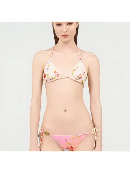 Lniane bikini Roberto Cavalli w kwiatki z nadrukiem