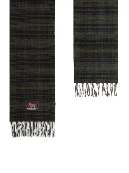 Kostkovaný šál Woolrich s třásněmi zelený