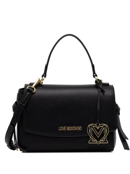 Geantă shopper Love Moschino cu autograf negru