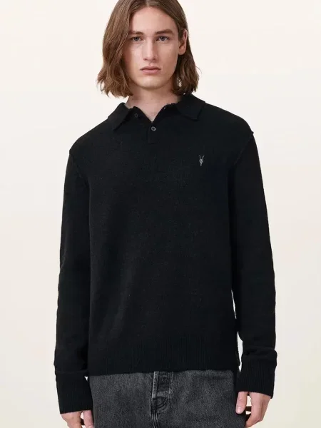 AllSaints pulover pentru bărbați cu vâscoză STATTEN negru