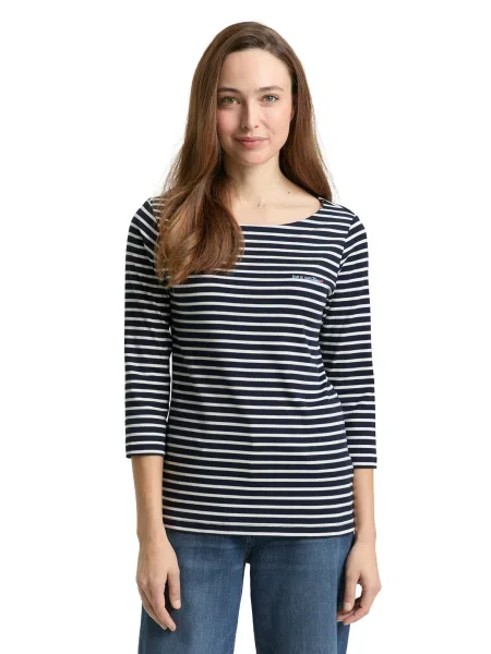 TOM TAILOR Tricou bleumarin alb