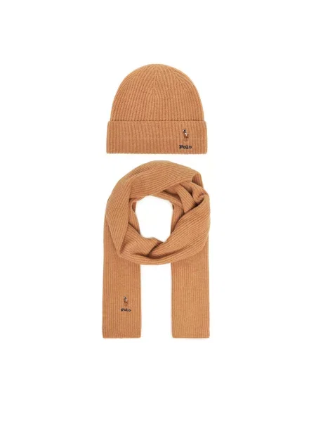 Polo Ralph Lauren Zestaw Szalik i Czapka brązowy