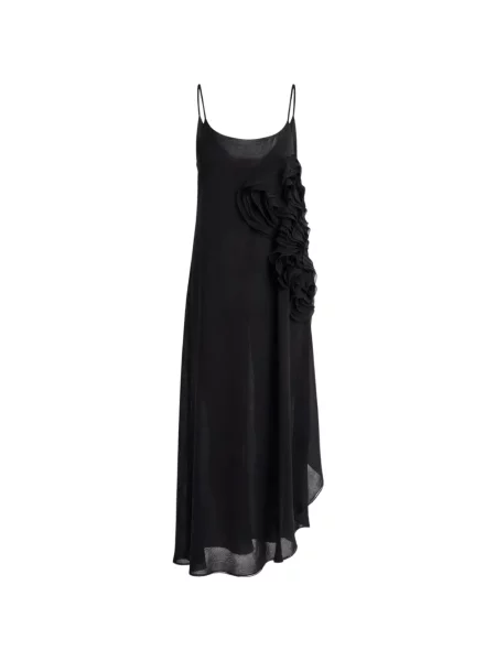 Rochie maxi Irina Schrotter cu volane asimetrică negru