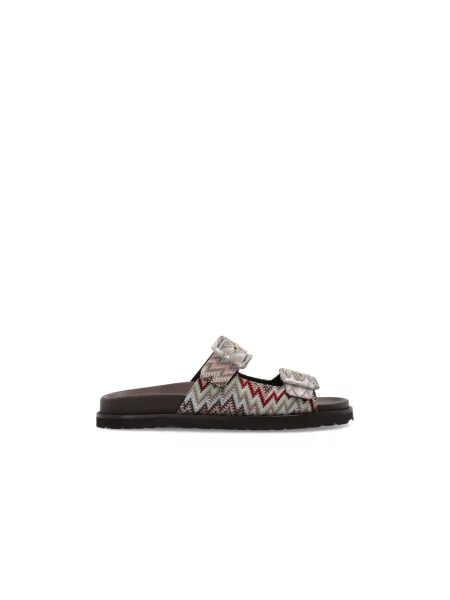 Klapki Missoni skórzane z nadrukiem