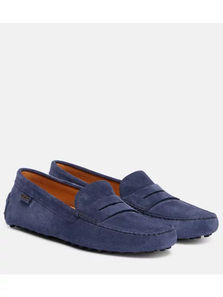 Pantofi loafer Tod's din piele de căprioară albastru