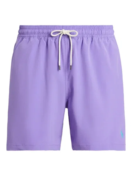 Slip de baie Polo Ralph Lauren cu broderie din piele de căprioară în carouri albastru