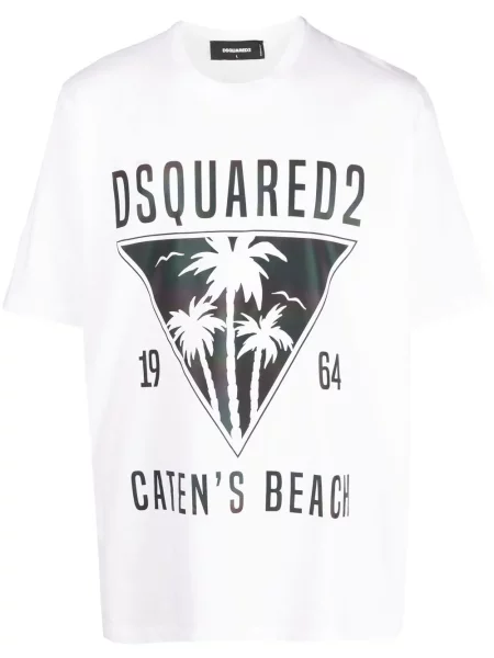 Tricou Dsquared2 cu imagine scurt alb
