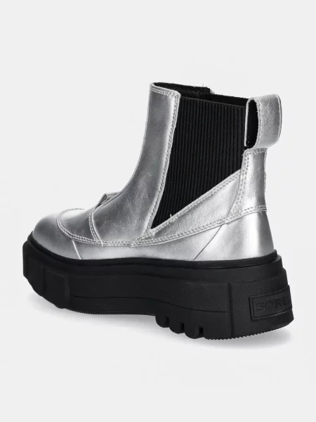 Kožené kotníkové boty Sorel CARIBOU X BOOT CHELSEA W na platformě stříbrná