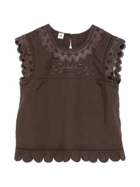 Top The Garment cu model floral din dantelă maro