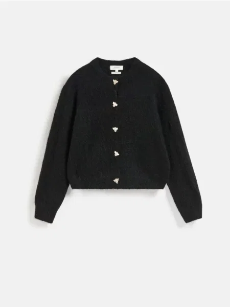 Reserved Cardigan cu adaos de mohair negru