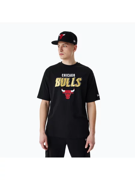 Tričko New Era Team Script OS Tee Chicago Bulls black černé