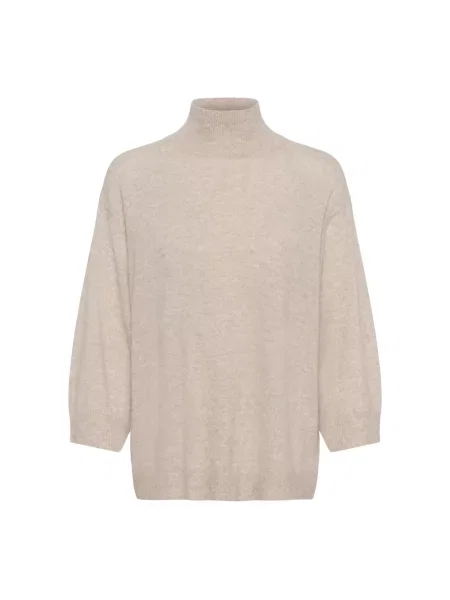 Sweter Inwear wełniany z wysokim kołnierzem beżowy