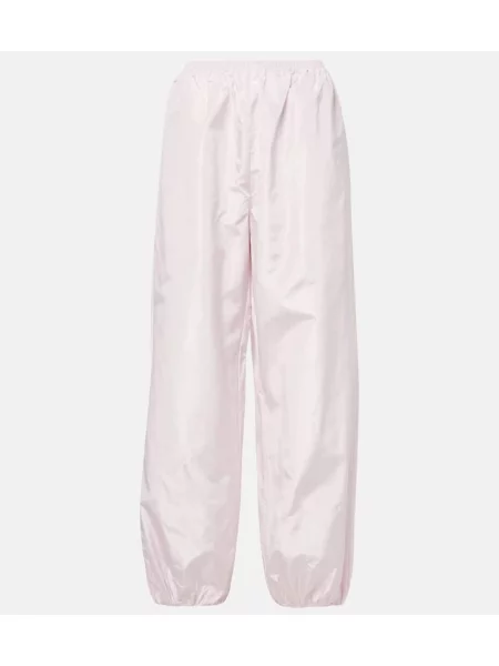 Jedwabne szerokie spodnie Alaïa różowe