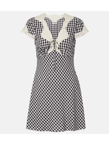Rochie Rixo în carouri din dantelă negru