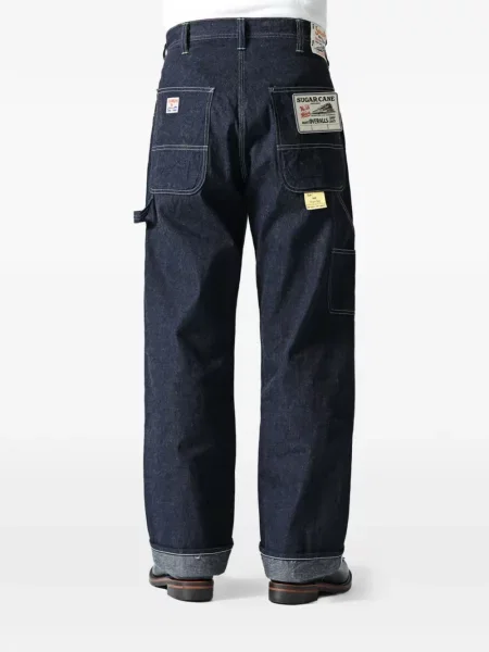Blugi Sugar Cane Jeans business cu autograf albastru