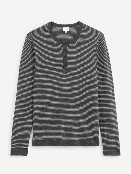 Пуловер Celio на райета сиво