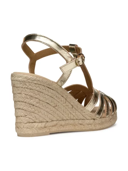 Geox espadrile de piele D GELSA pana auriu