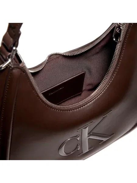 Calvin Klein Torebka Bold Ck Small Crescent Bag ciemny brązowy