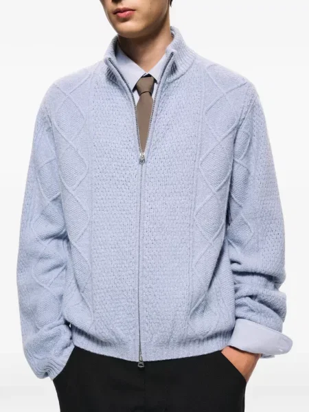 Cardigan Croquis tricotate albastru