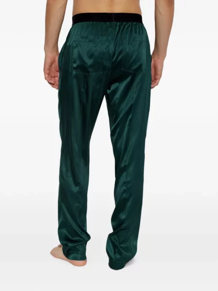 Pantaloni Tom Ford de mătase cu autograf verde