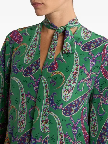 Rochie maxi Etro de mătase cu model floral de costum verde