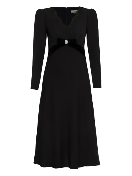 Sukienka midi Nissa z kryształkami do kolan garniturowa czarna