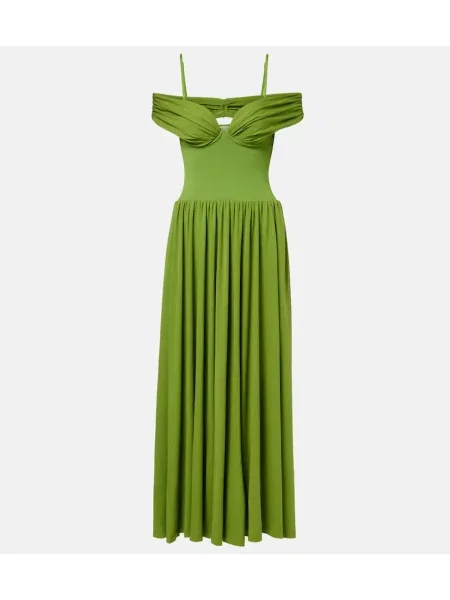 Rochie midi Simkhai din jerseu drapată până la genunchi verde