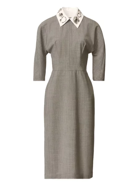 Kołnierzykowy sukienka midi Fabiana Filippi do kolan garniturowa szara