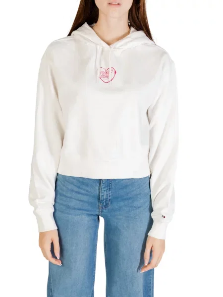 Geacă de blugi Tommy Jeans cu motiv cu inimi alb