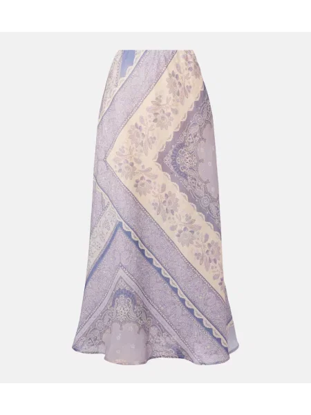 Fustă Zimmermann de in cu imagine violet