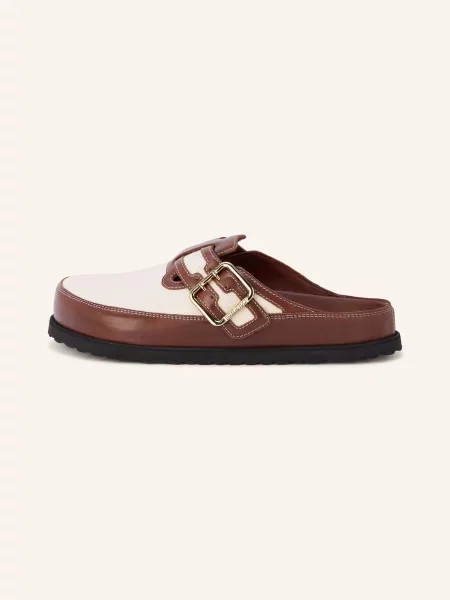 Birkenstock Pantofle Boston Bold Canvas / krémová hnědá