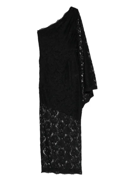 Sukienka maxi Axel 113 koronkowa na jednym ramieniu garniturowa czarna