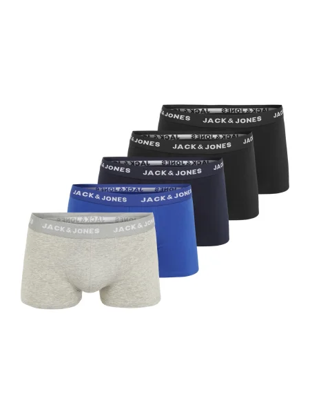 JACK & JONES Boxeri negru / gri deschis / albastru regal / bleumarin alb