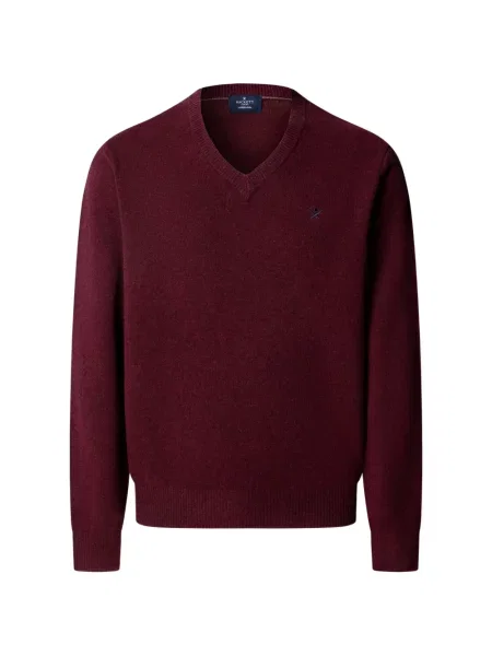 Pulover Hackett London cu decolteu în V roșu