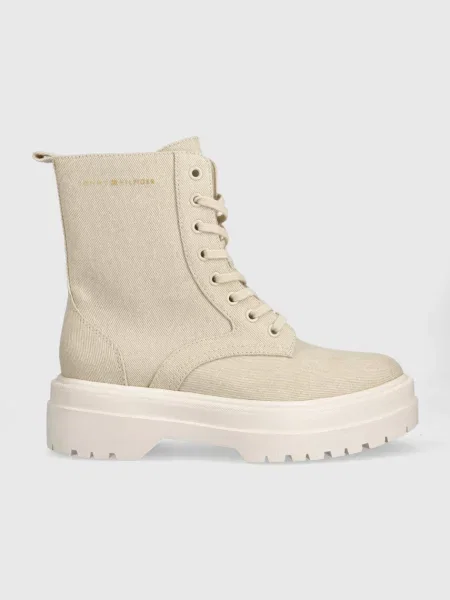 Tommy Hilfiger workery FEMININE ESSENTIAL CANVAS na platformie beżowy