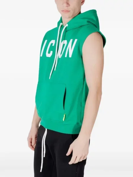 Vestă Icon Brand cu glugă cu imagine verde