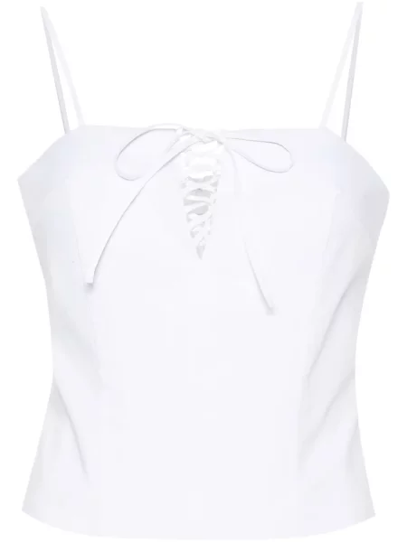Top Federica Tosi sznurowany koronkowy z gorsetem biały