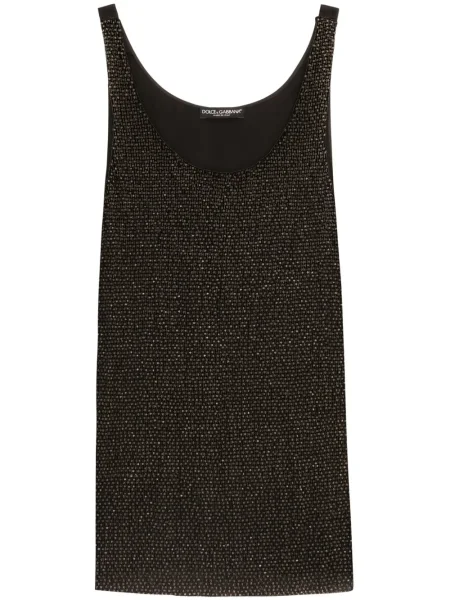 Saténová košile Dolce & Gabbana bez rukávů černá