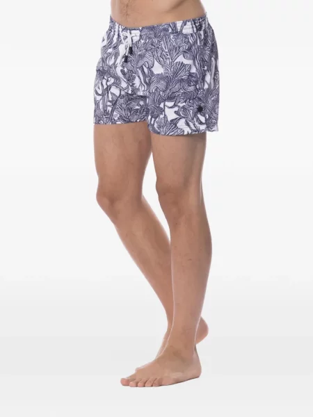 Slip de baie Roberto Cavalli cu model floral cu imagine alb