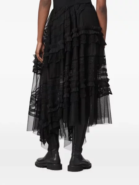 Fustă midi Allsaints din dantelă negru