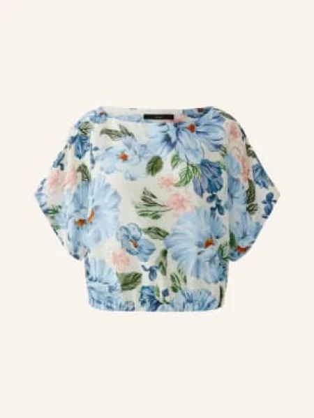 Oui Tričko S Límečkem krémová / zelená modrá