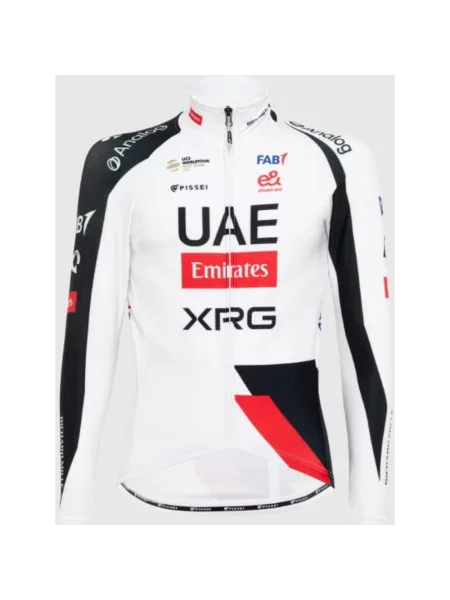 Koszulka rowerowa UAE Team Emirates XRG długi rękaw biało-czarno-czerwona S biała