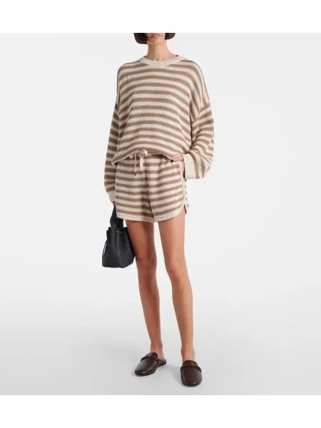 Pulover Brunello Cucinelli cu dungi bej