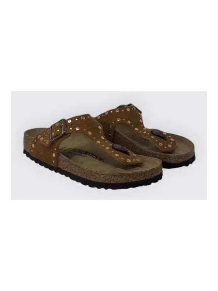 Klapki Birkenstock skórzane brązowe