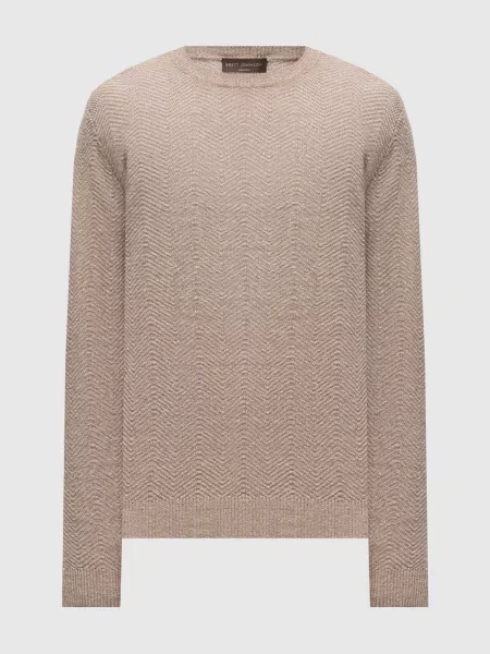 Джемпер з льону та шовку у візерунок Brett Johnson коричневий