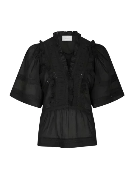 Neo Noir Bluzka Evienne Z Falbanką schwarz czarna