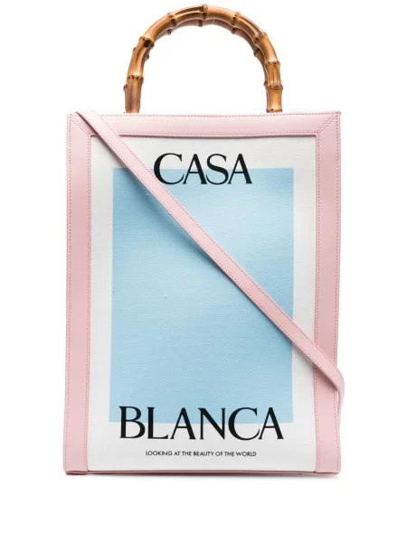 Geantă Casablanca cu imagine din bambus alb