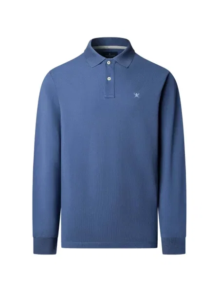 Tricou polo Hackett London cu autograf albastru